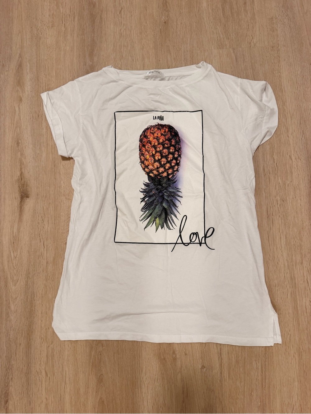 White Pineapple Graphic Short Sleeve Tee - Love Script